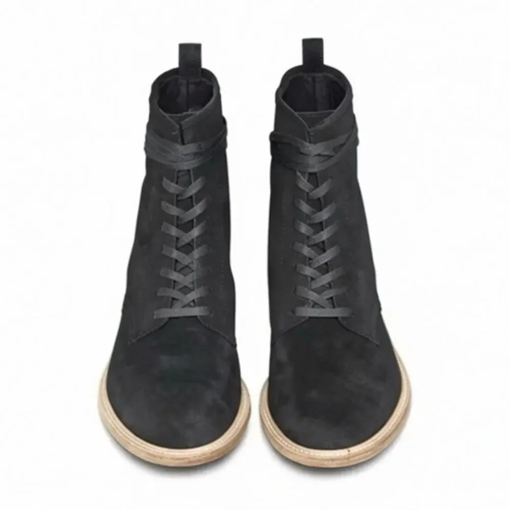 VALAS Los Angeles Men's 12 Italian Black Nubuck Suede Leather Rebel Boots